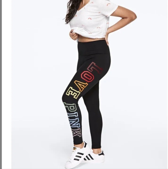 PINK Victoria's Secret HighWaisted Cotton Logo Leggings (size M) - Picture 3 of 3